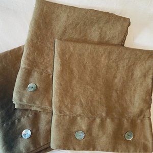 Pottery Barn Linen Tan Euro Pillow Shams, Set of 3